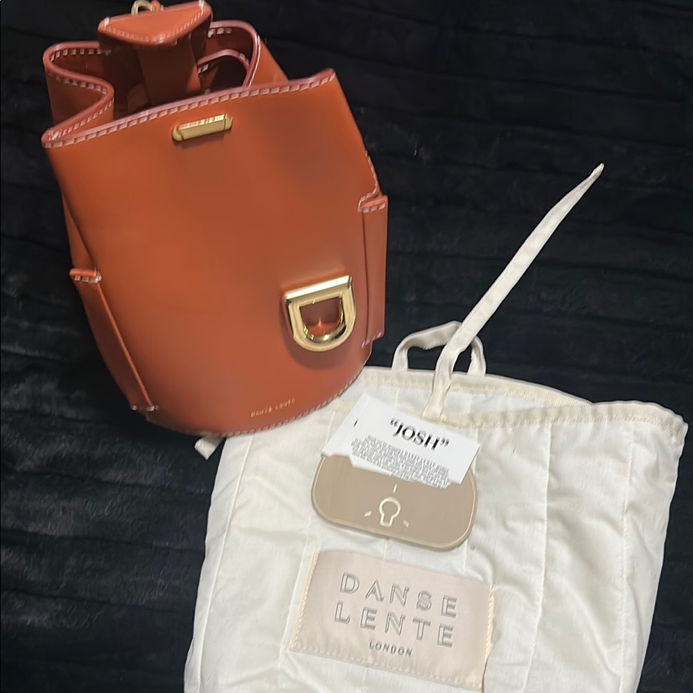 Women’s Tan Leather Backpack with Gold Accent - Picture 11 of 12